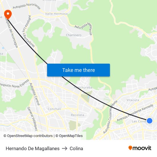 Hernando De Magallanes to Colina map