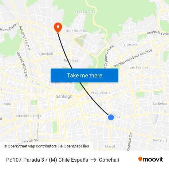 Pd107-Parada 3 / (M) Chile España to Conchalí map