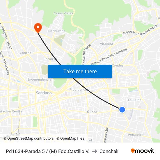 Pd1634-Parada 5 / (M) Fdo.Castillo V. to Conchalí map