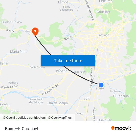 Buin to Curacaví map