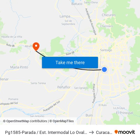Pg1585-Parada / Est. Intermodal Lo Ovalle to Curacaví map