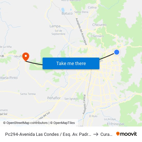 Pc294-Avenida Las Condes / Esq. Av. Padre H. Central to Curacaví map