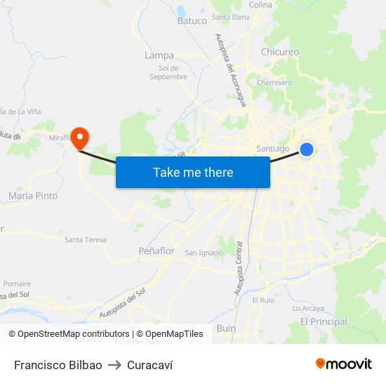 Francisco Bilbao to Curacaví map