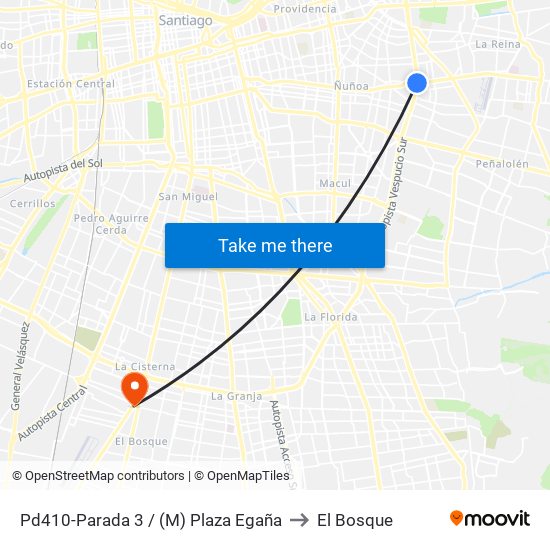 Pd410-Parada 3 / (M) Plaza Egaña to El Bosque map