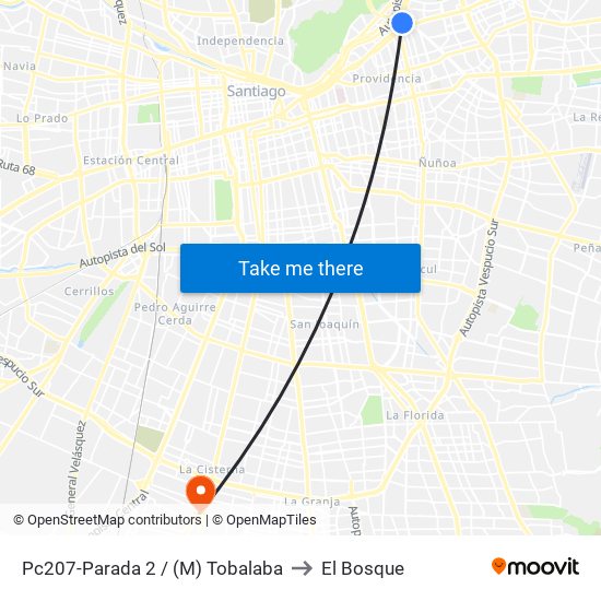 Pc207-Parada 2 / (M) Tobalaba to El Bosque map