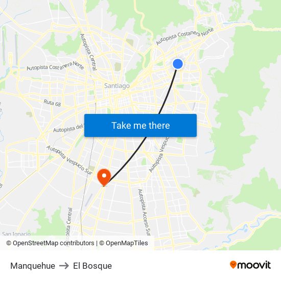 Manquehue to El Bosque map
