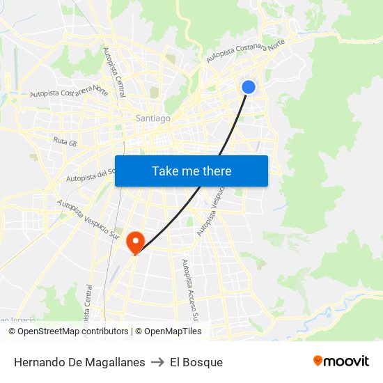 Hernando De Magallanes to El Bosque map