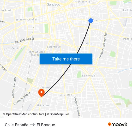 Chile-España to El Bosque map