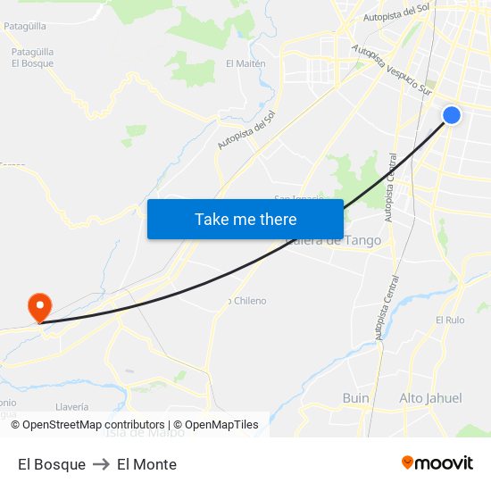 El Bosque to El Monte map