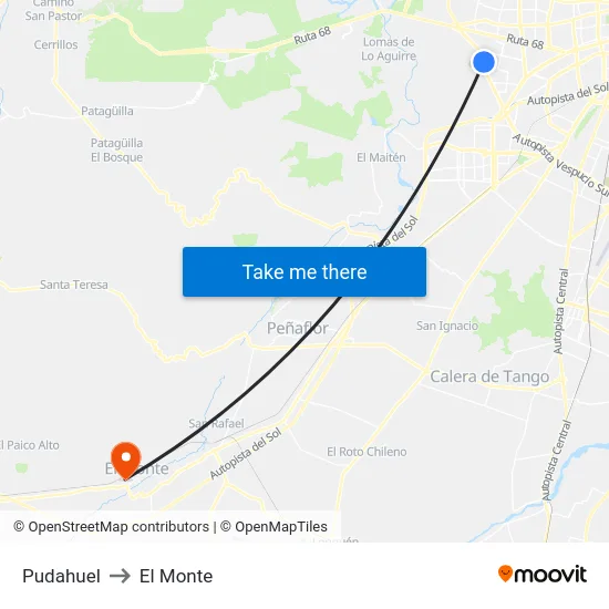 Pudahuel to El Monte map