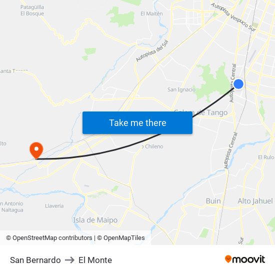 San Bernardo to El Monte map