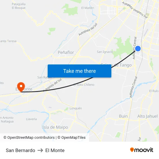 San Bernardo to El Monte map