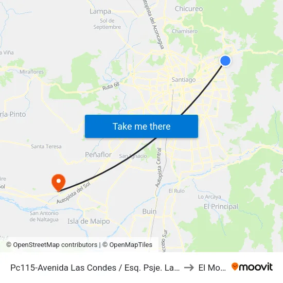 Pc115-Avenida Las Condes / Esq. Psje. Las Condes to El Monte map