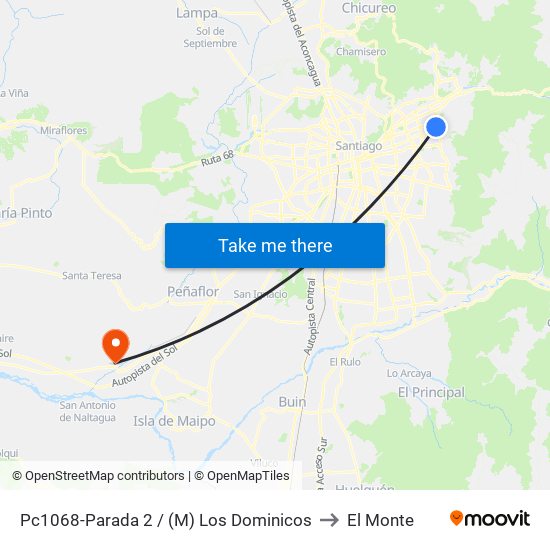 Pc1068-Parada 2 / (M) Los Dominicos to El Monte map