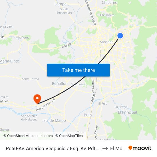 Pc60-Av. Américo Vespucio / Esq. Av. Pdte. Kennedy to El Monte map