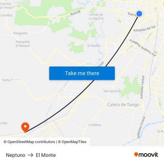 Neptuno to El Monte map