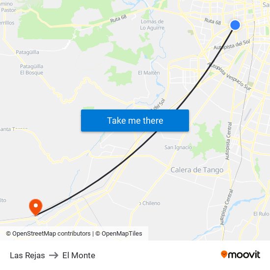 Las Rejas to El Monte map