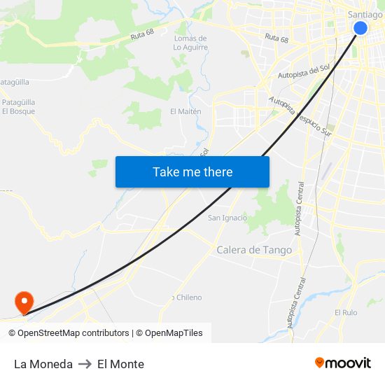 La Moneda to El Monte map