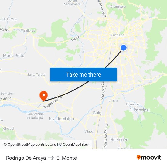 Rodrigo De Araya to El Monte map