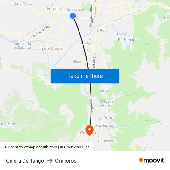 Calera De Tango to Graneros map