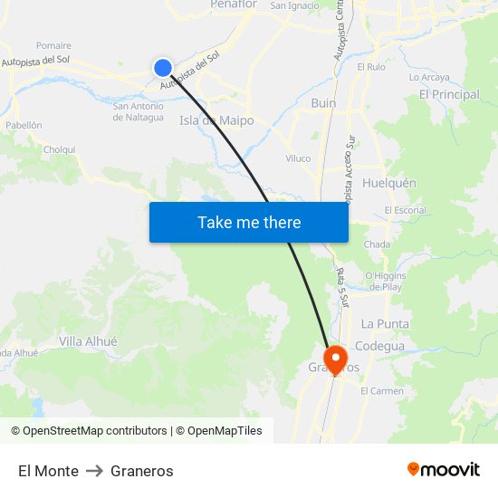 El Monte to Graneros map