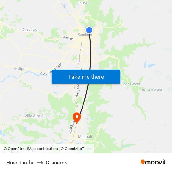 Huechuraba to Graneros map