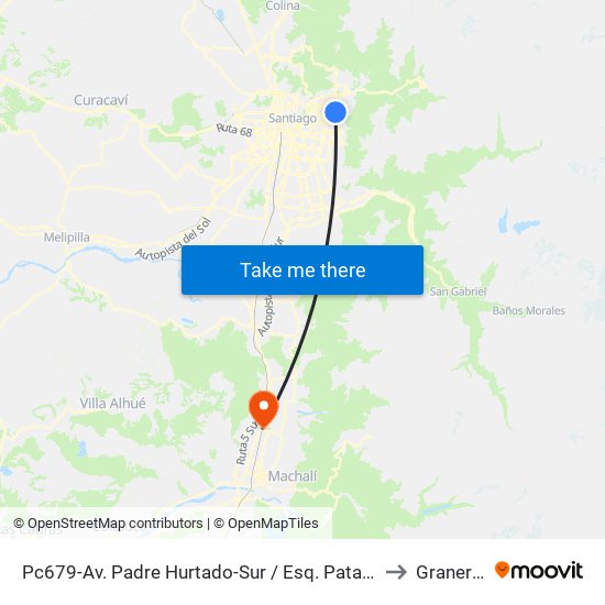 Pc679-Av. Padre Hurtado-Sur / Esq. Patagonia to Graneros map