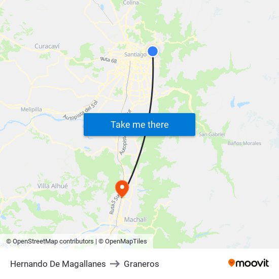 Hernando De Magallanes to Graneros map