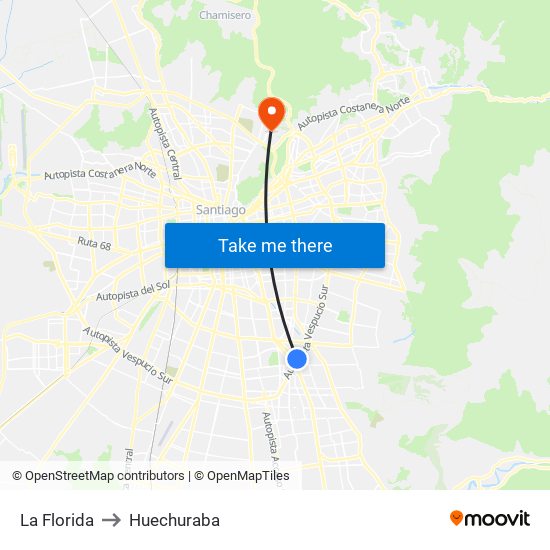 La Florida to Huechuraba map
