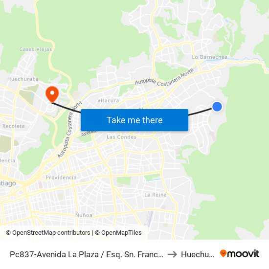 Pc837-Avenida La Plaza / Esq. Sn. Francisco De Asís to Huechuraba map