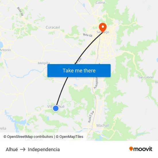 Alhué to Independencia map