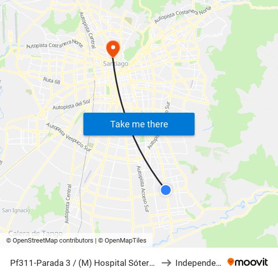 Pf311-Parada 3 / (M) Hospital Sótero Del Río to Independencia map