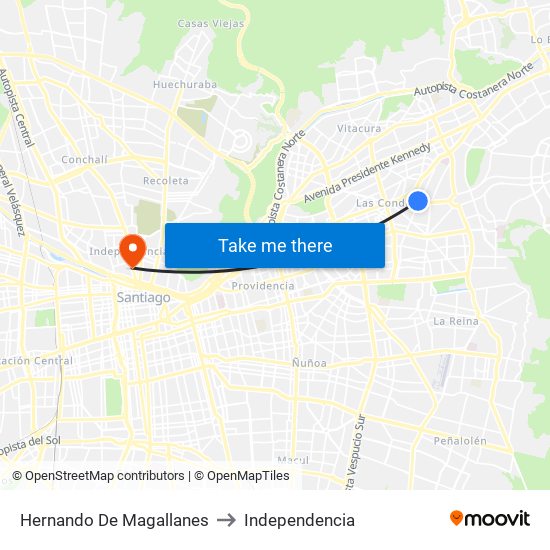 Hernando De Magallanes to Independencia map