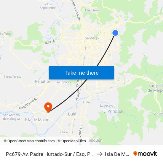 Pc679-Av. Padre Hurtado-Sur / Esq. Patagonia to Isla De Maipo map