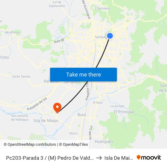 Pc203-Parada 3 / (M) Pedro De Valdivia to Isla De Maipo map