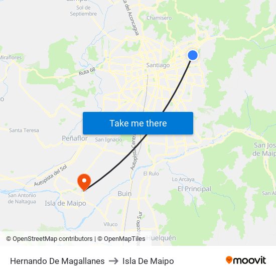 Hernando De Magallanes to Isla De Maipo map