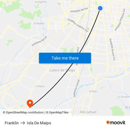 Franklin to Isla De Maipo map