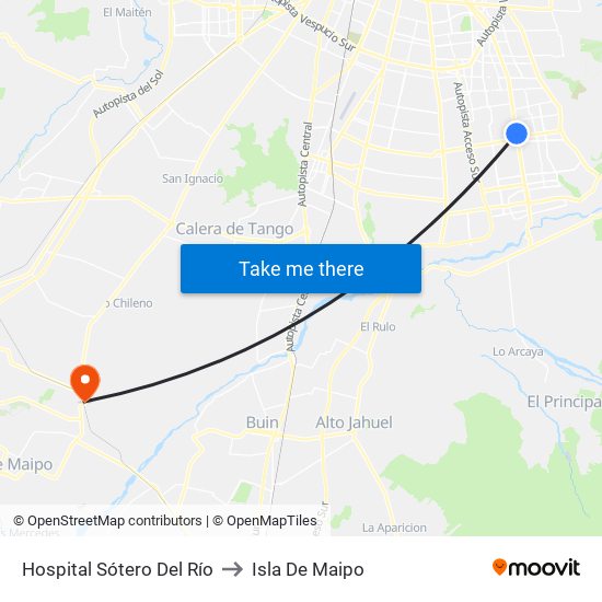 Hospital Sótero Del Río to Isla De Maipo map