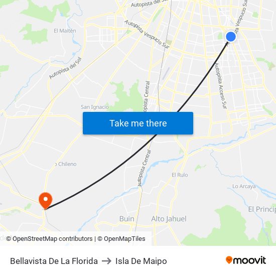 Bellavista De La Florida to Isla De Maipo map