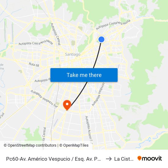 Pc60-Av. Américo Vespucio / Esq. Av. Pdte. Kennedy to La Cisterna map