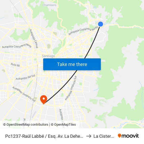 Pc1237-Raúl Labbé / Esq. Av. La Dehesa to La Cisterna map