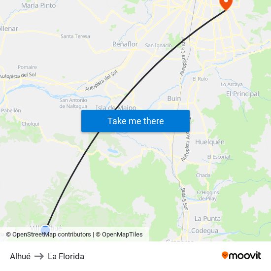 Alhué to La Florida map