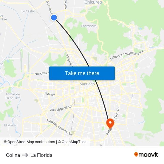 Colina to La Florida map