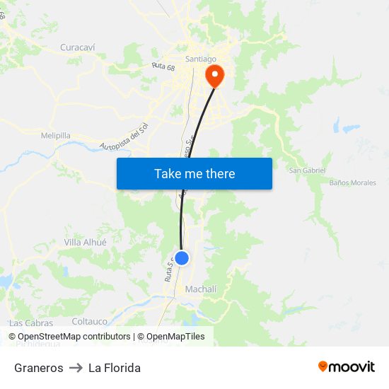 Graneros to La Florida map