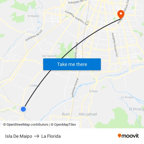 Isla De Maipo to La Florida map
