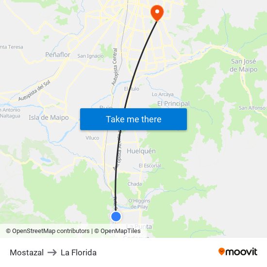 Mostazal to La Florida map