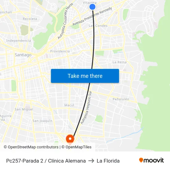 Pc257-Parada 2 / Clínica Alemana to La Florida map