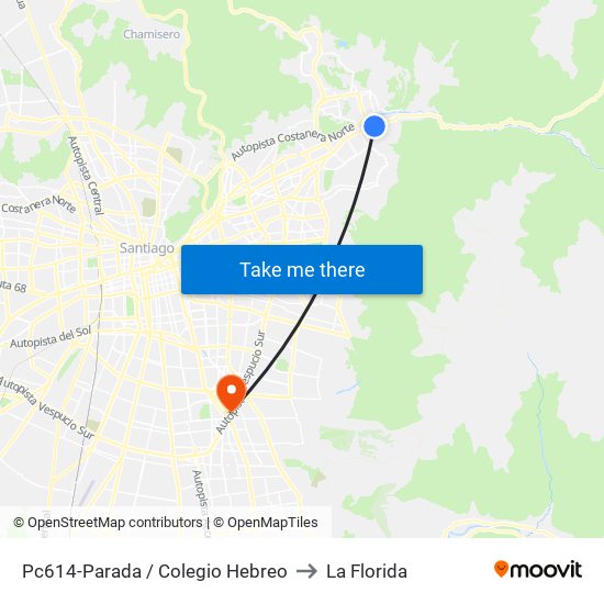 Pc614-Parada / Colegio Hebreo to La Florida map