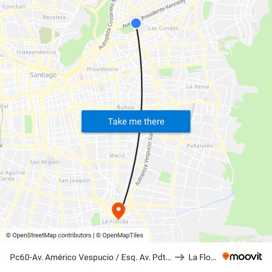 Pc60-Av. Américo Vespucio / Esq. Av. Pdte. Kennedy to La Florida map