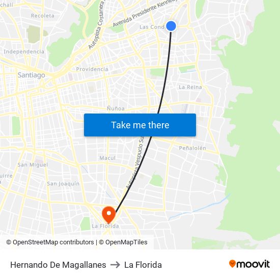 Hernando De Magallanes to La Florida map